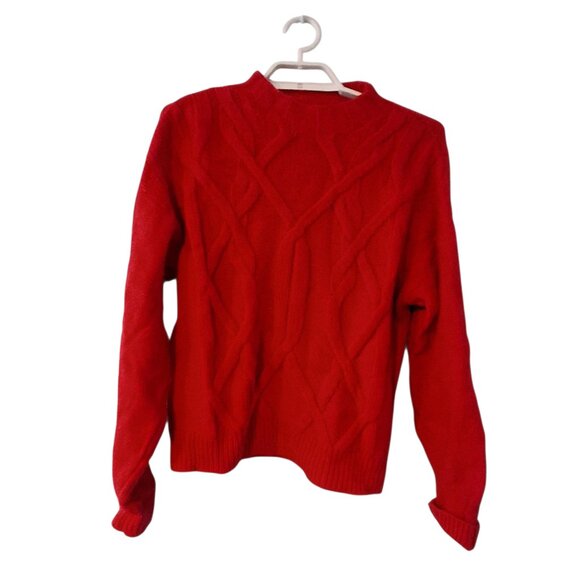 Everlane sweater womens size Large red wool cableknit mock neck - Picture 1 of 5